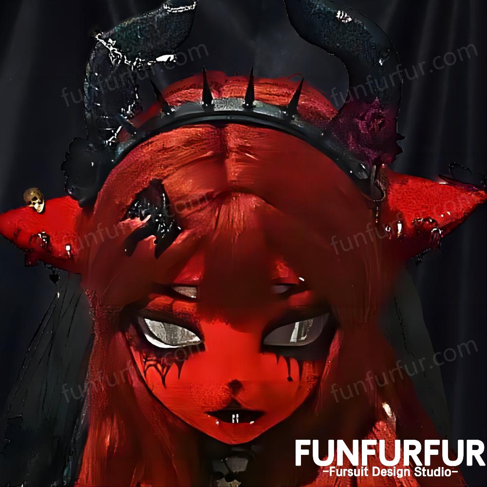 Devil Goat Lady-Free Design,Custom Kigrumi Mask,Premade Kemono Mask, Handmade Kigurumi Head