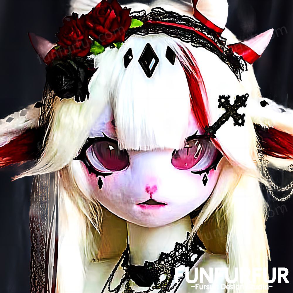 Rose sheep-Free design,Custom-made Kigurumi Head Mask, Kemono Mask Head, Fursona Mask Head