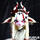 Load image into Gallery viewer, Rose sheep-Free design,Custom-made Kigurumi Head Mask, Kemono Mask Head, Fursona Mask Head